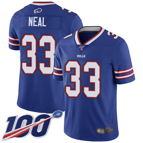 Men Buffalo Bills 33 Siran Neal Royal Blue Team Color Vapor Untouchable Limited Player 100th Season NFL Jersey